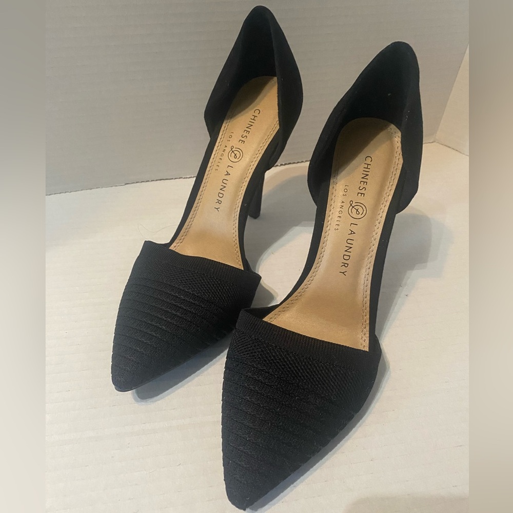 Chinese Laundry black textured front cut out heels 8.5 size and 4inch heel - Picture 2 of 4